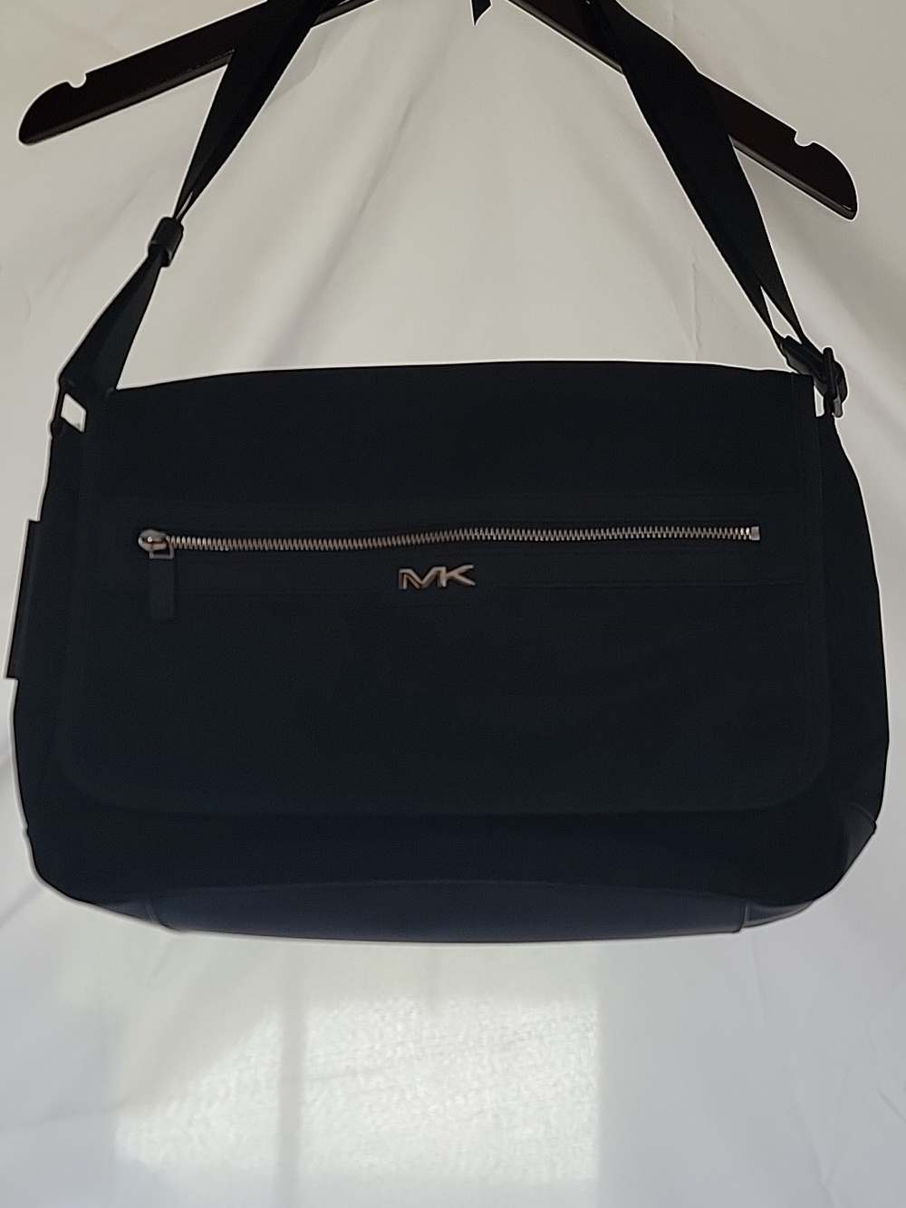 Michael Kors Black Nylon Messenger Bag with Gold Hardware